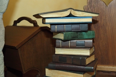Photograph of a stack of books