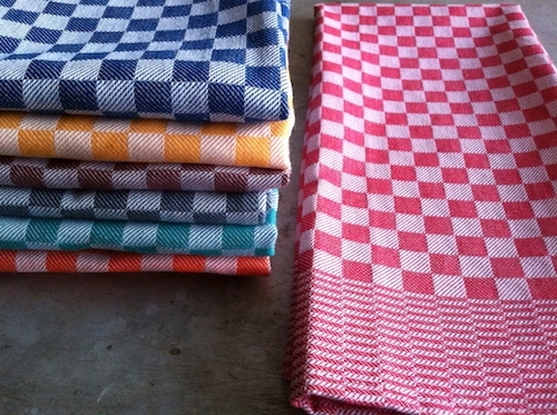 bright colored kitchen towels