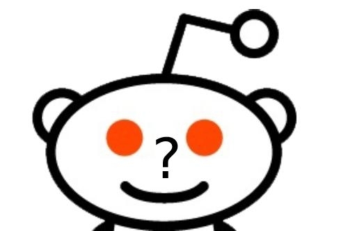 reddit character logo face with question mark as nose