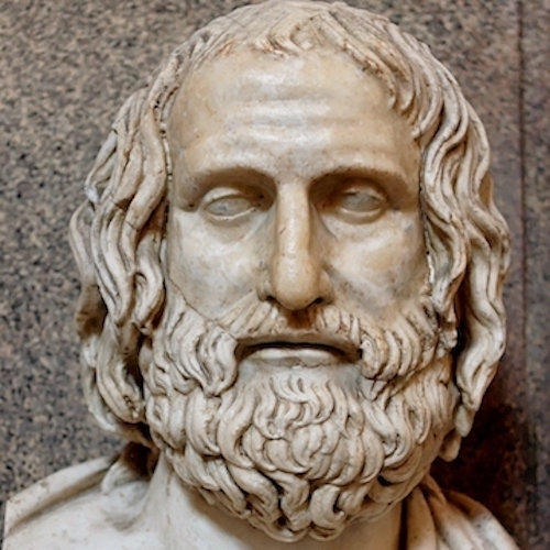 photo of a marble bust of Euripedes