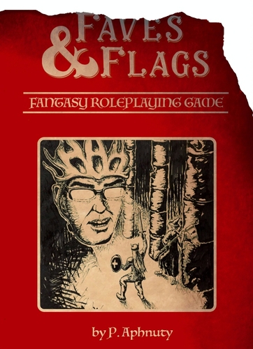 Flags & Faves player manual cover, featuring floating head of mathowie