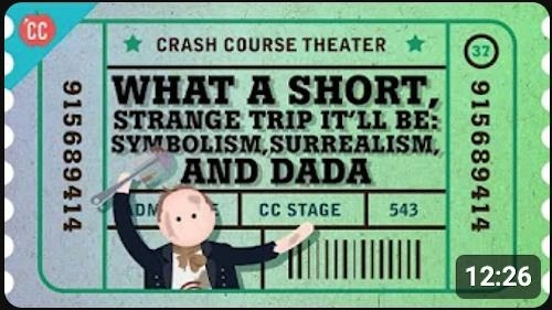 Promo art for a Crash Course Theatre episode, a comic-style illustration of a theater ticket 