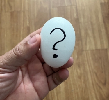 photo of egg with writing on it