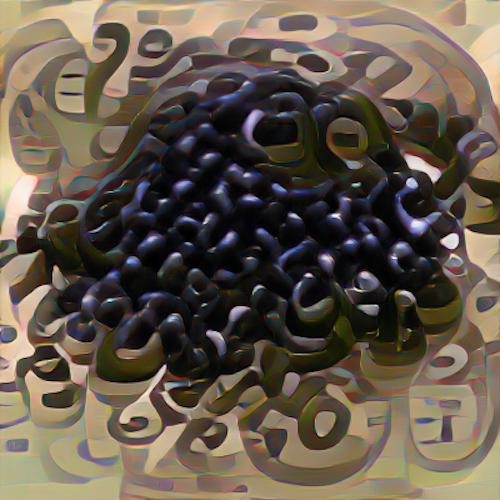 AI illustrated art that looks a lot like pile of black beans
