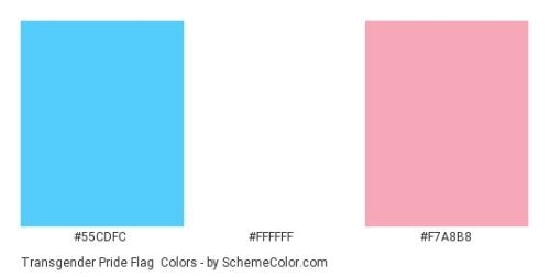 Transgender flag colors composed of html hex color values