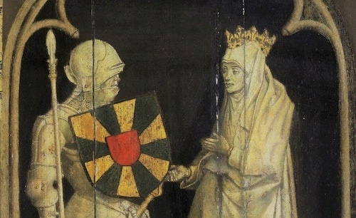 Fifteenth-century Dutch panel painting of Count Baldwin and Queen Judith
