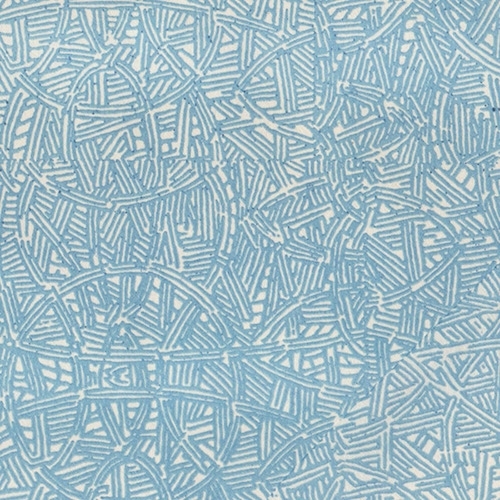 a square of an abstract pattern in blue on white